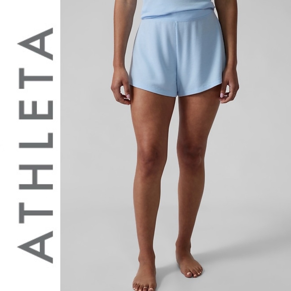 ATHLETA NEW Super Soft Baby Blue Wind Down Sleep Shorts Size XL